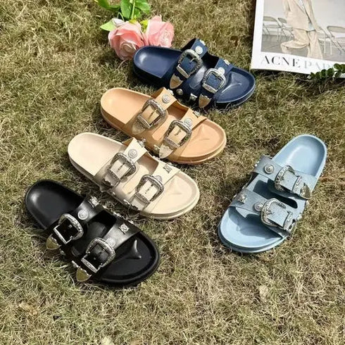 'Rosamund' Flat Open Toe Sandals - Celes Fashion